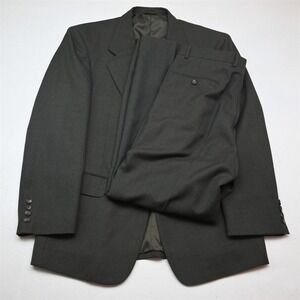Vtg Bespoke 40R 32x30 Green Wool Basketweave Mens Jacket Pants Suit
